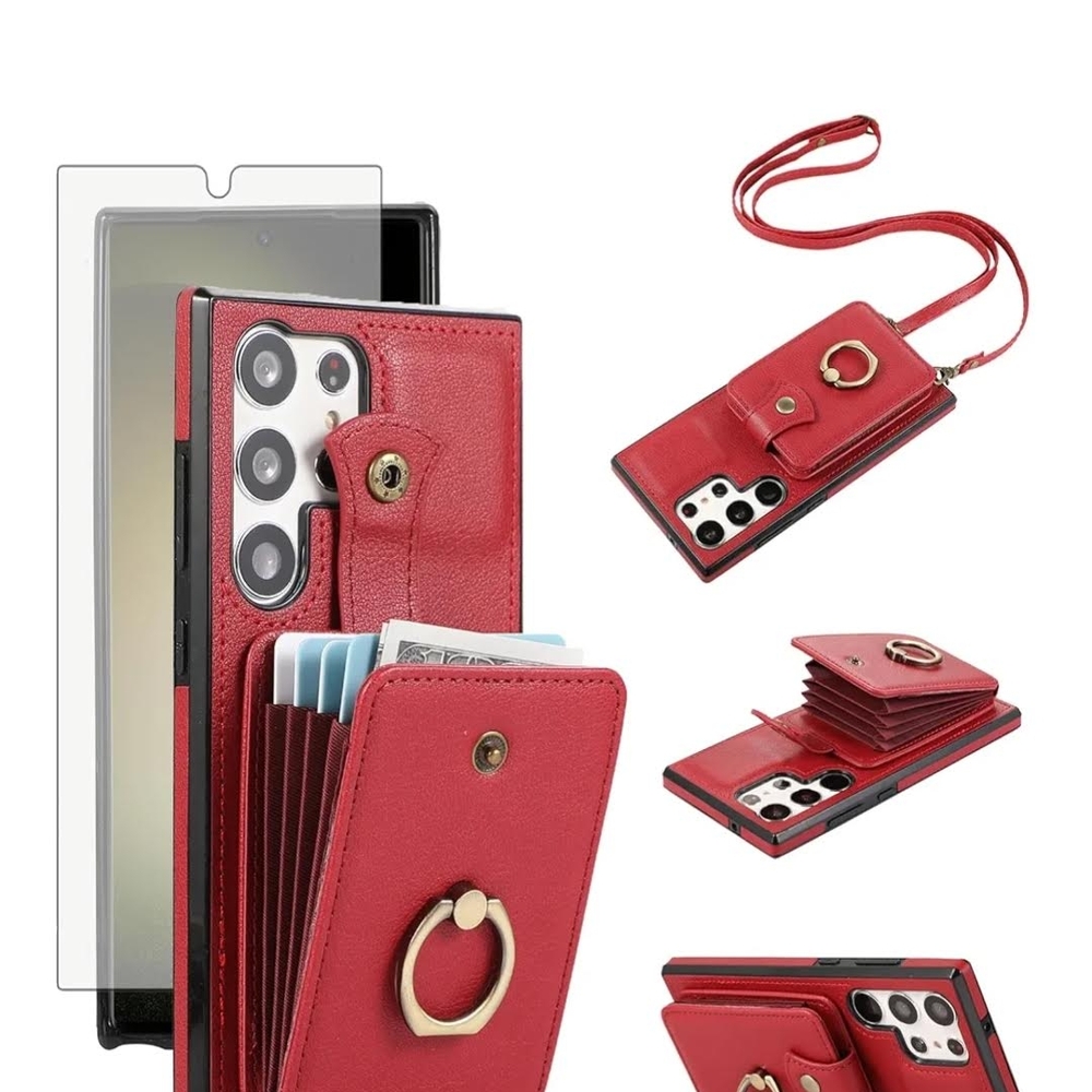 Samsung 25Ultra Red & Purple Wallet Phone Cases